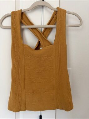 Mauve Mustard Textured Crisscross Tank Top